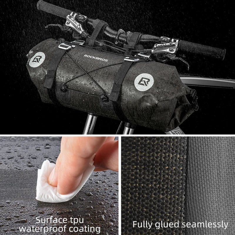 ROCKBROS Waterproof Bike Front Handlebar Bag Set With Reflective Storage