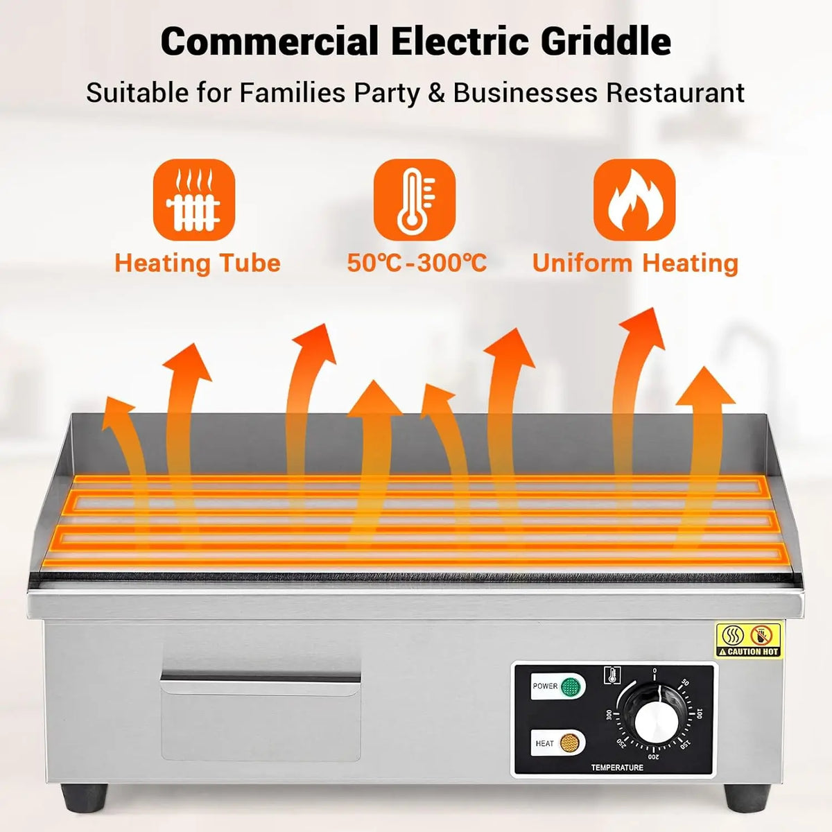 Tacleekii Commercial Electric Griddle Stainless Steel Flat Top Grill