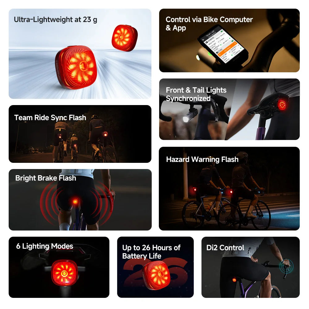 iGPSPORT TL50 Smart Bike Tail Light Brake Sensing USB Rechargeable