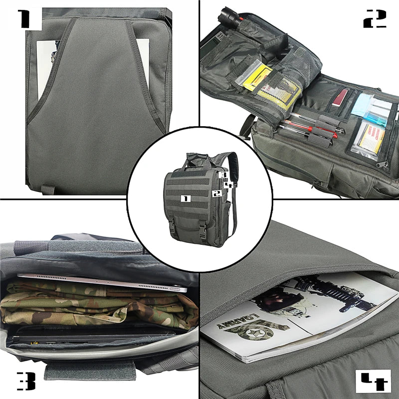 LQARMY Tactical Molle Laptop Backpack Messenger Bag For Outdoor Use