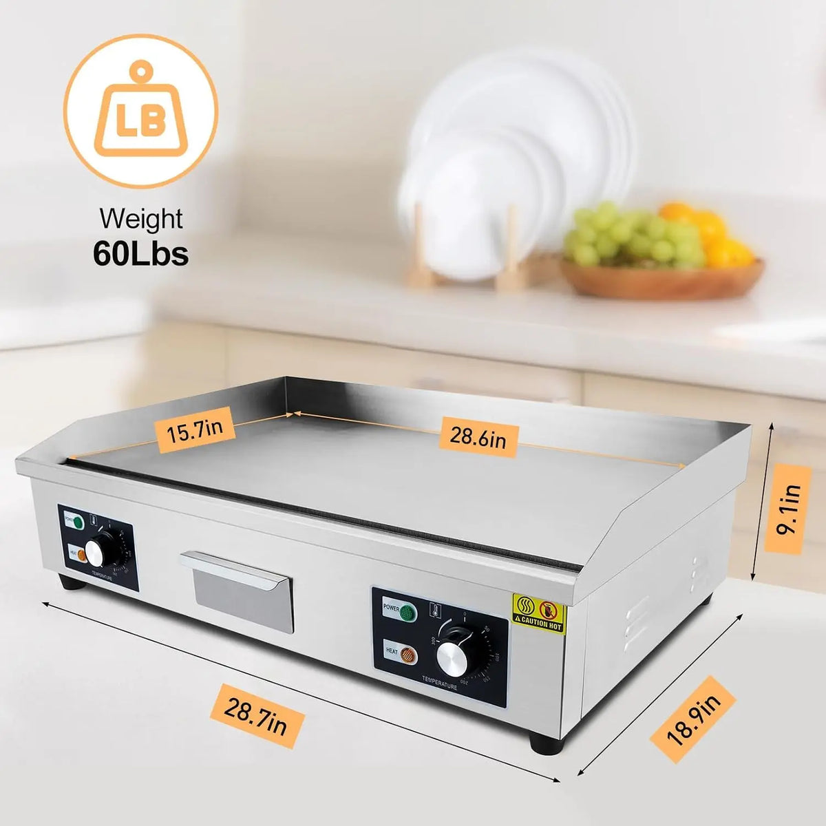 Tacleekii Commercial Electric Griddle Stainless Steel Flat Top Grill