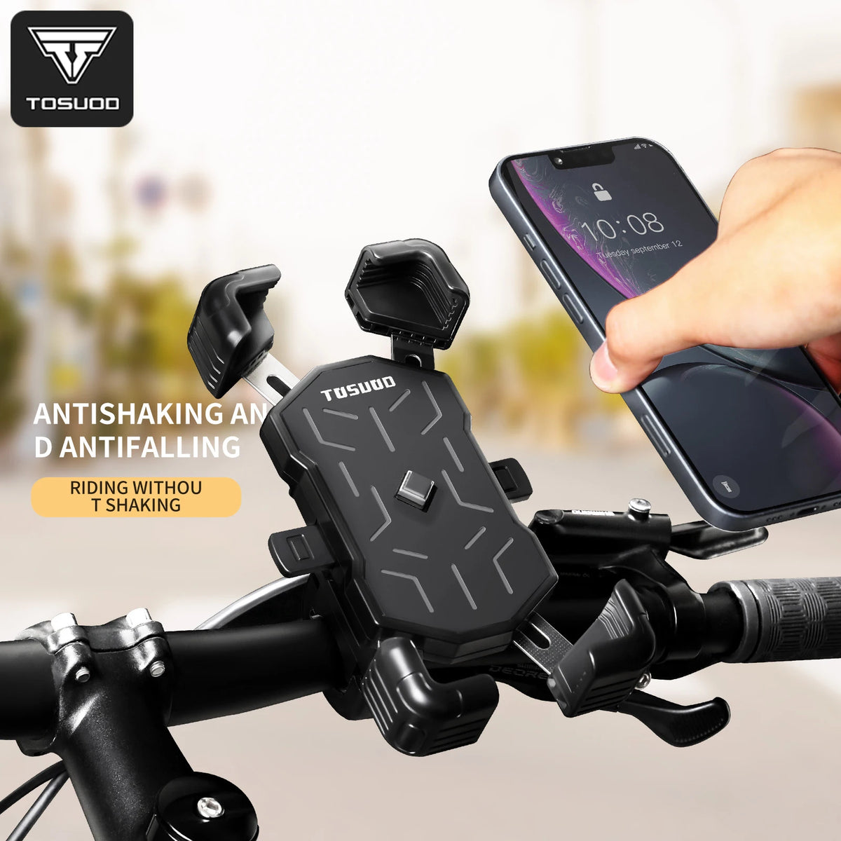 TOSUOD Automatic Locking Bike Handlebar Phone Mount