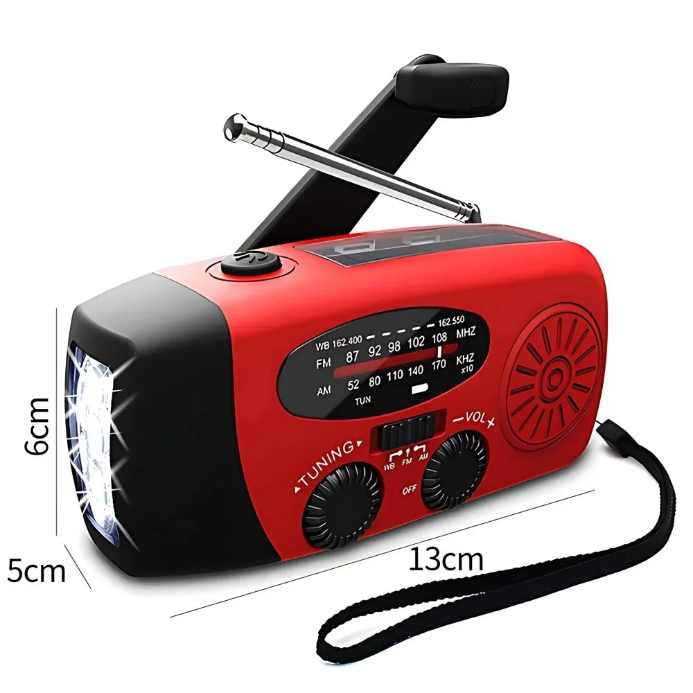 Portable Solar Hand Crank Emergency Weather Radio With Flashlight