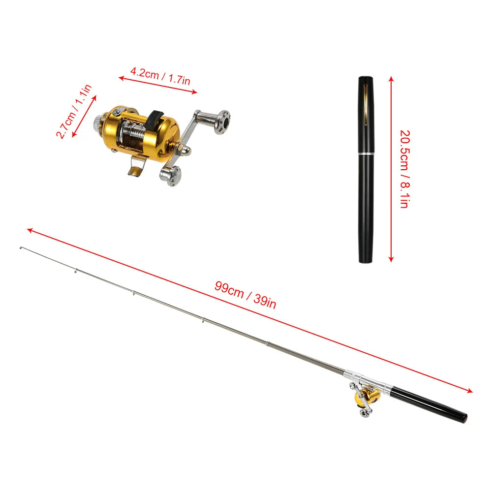 Portable Telescopic Pen Fishing Rod Set With Reel Line Lures