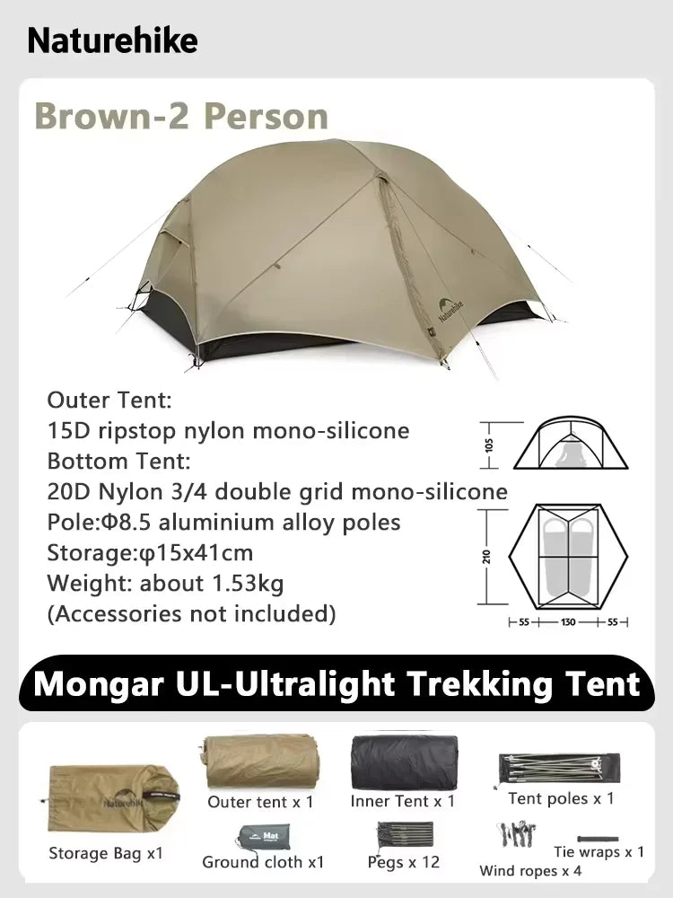 Naturehike Mongar Ultralight Waterproof Backpacking Tent For Hiking