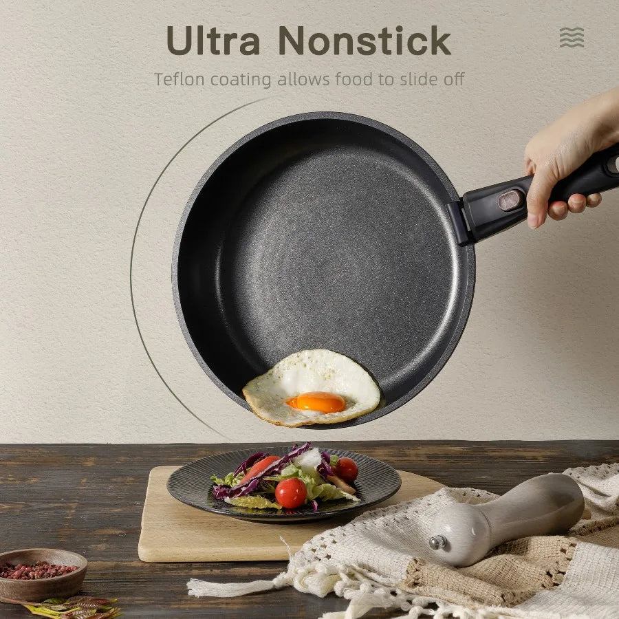 Astercook 20 Piece Nonstick Cookware Set With Detachable Handles