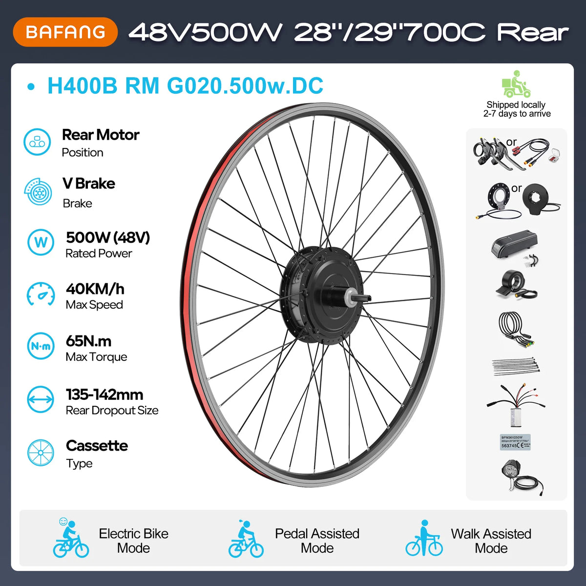 BAFANG G020 Electric Bike Rear Hub Motor Conversion Kit
