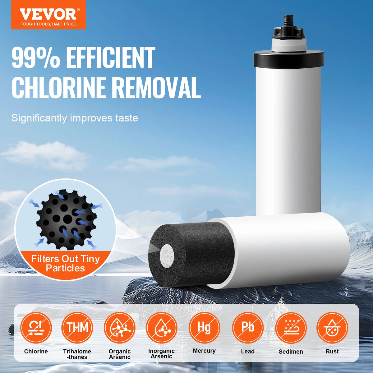 SucceBuy Gravity Fed Stainless Steel Countertop Water Filter System