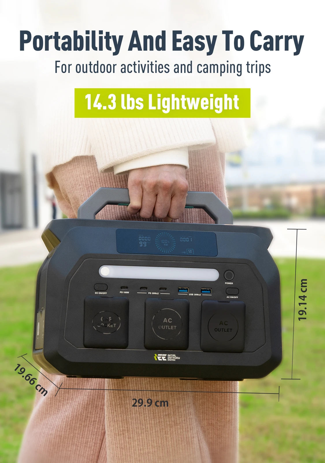 IEE 800W Portable Power Station 512Wh LiFePO4 Solar Generator