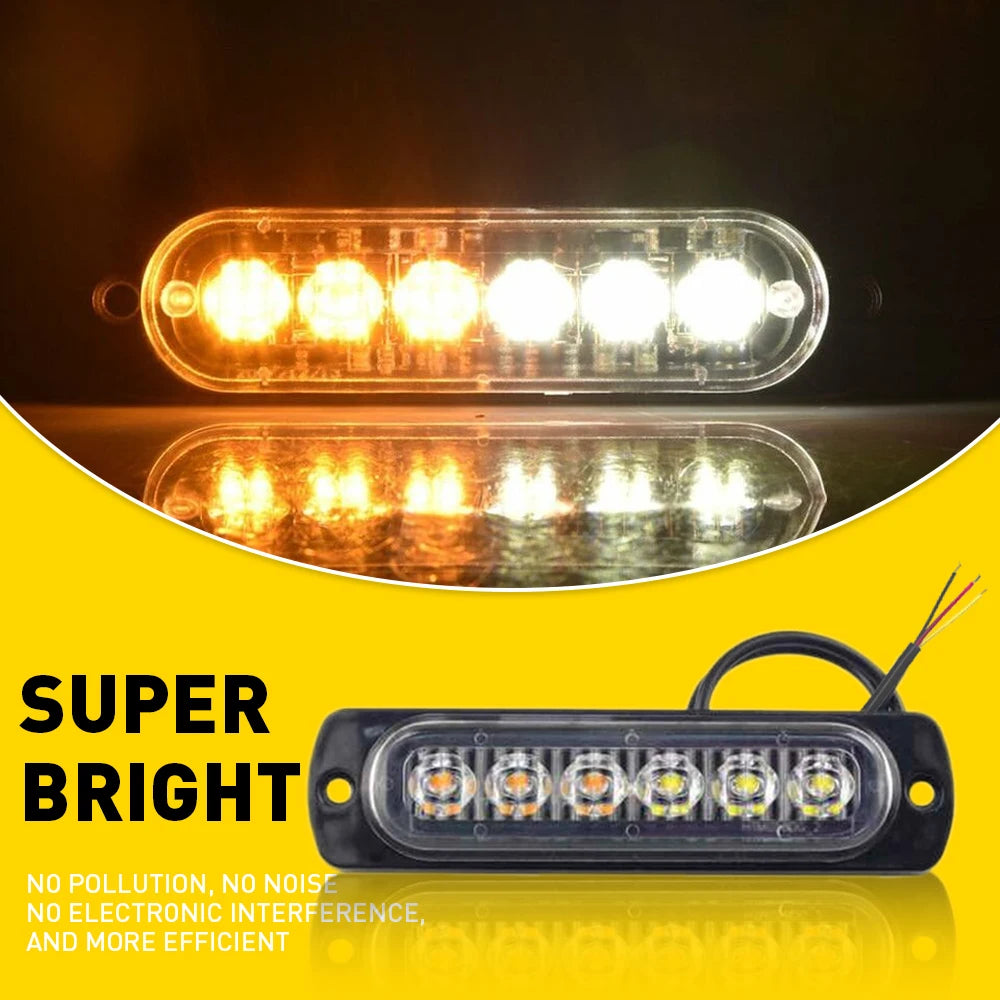 Amber White LED Emergency Strobe Warning Lights For Vehicles