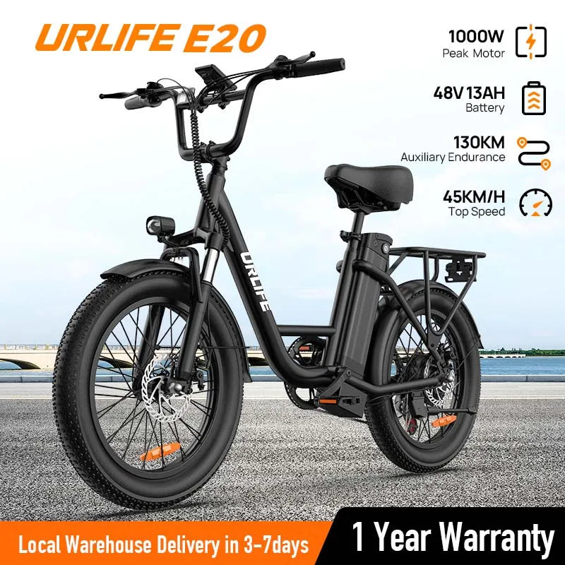 URLIFE 750W Electric Fat Tire E-Bike With Dual Disc Brakes