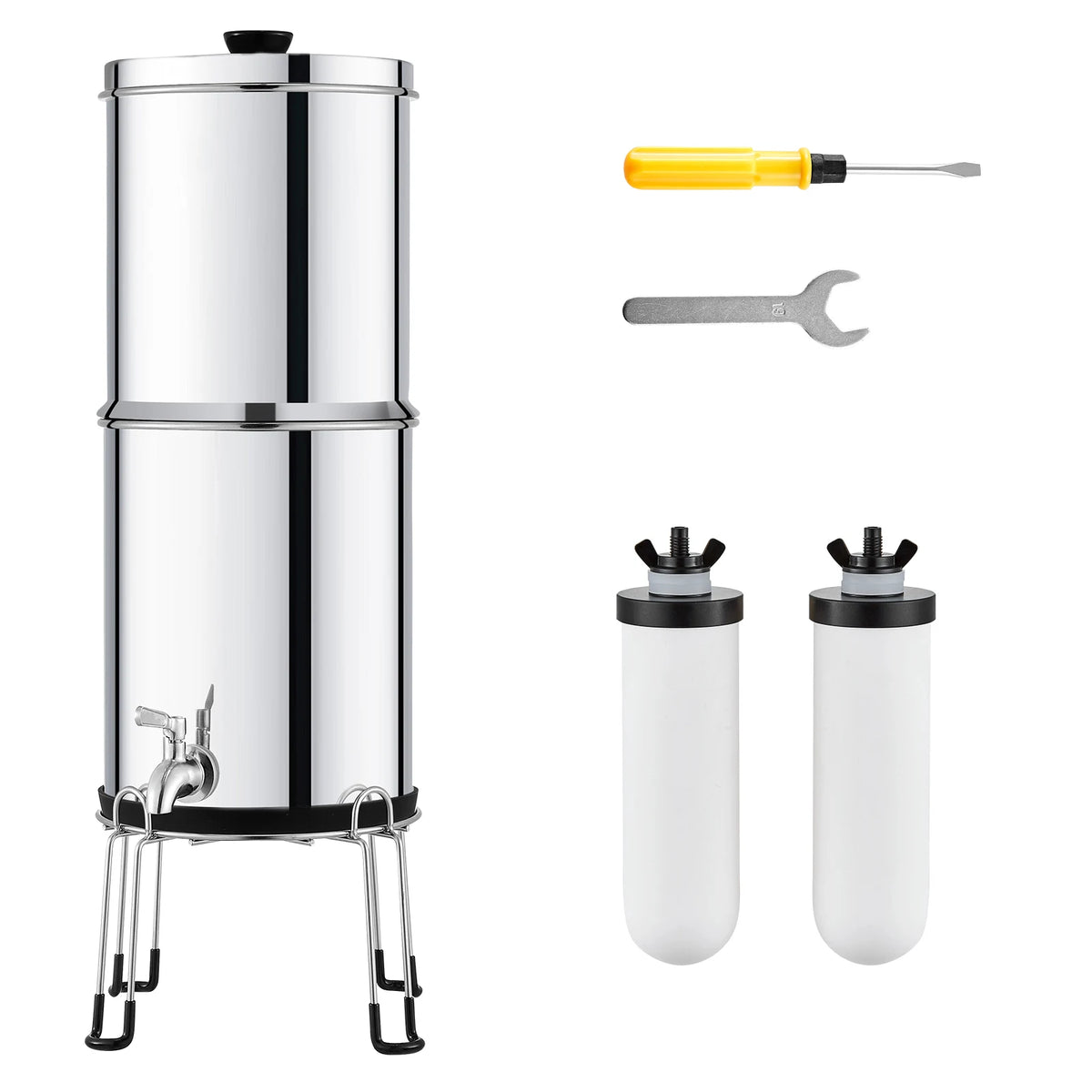 SucceBuy Gravity Fed Stainless Steel Countertop Water Filter System