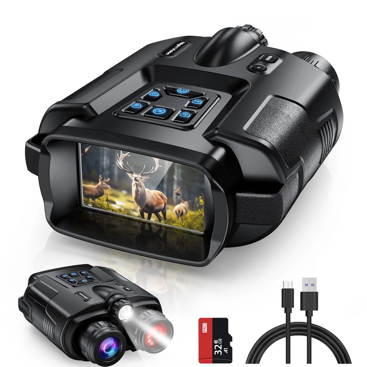 USB Rechargeable 4K Night Vision Binoculars With Digital Zoom