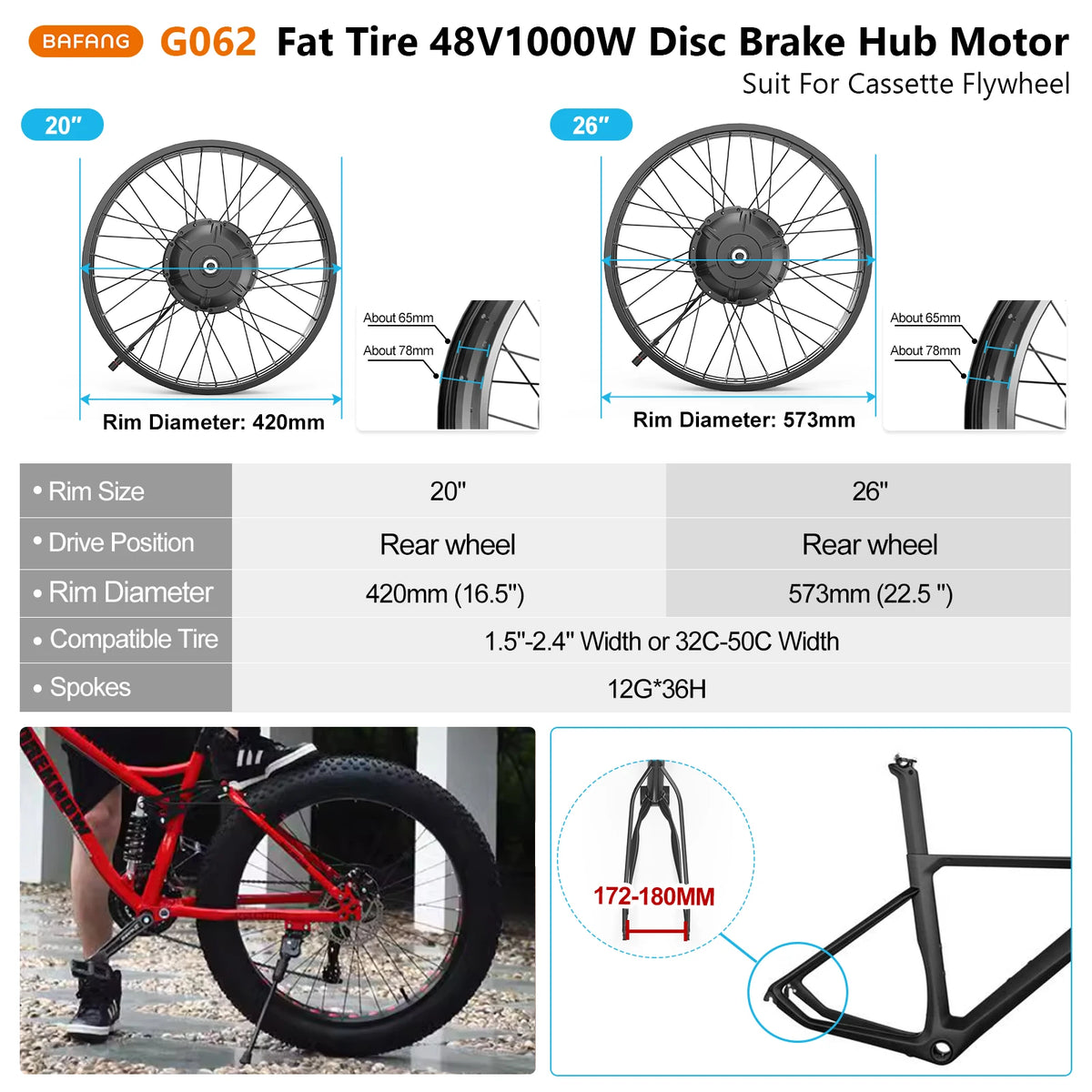 BAFANG Brushless Rear Hub Motor Cassette Drive for Electric Bicycle