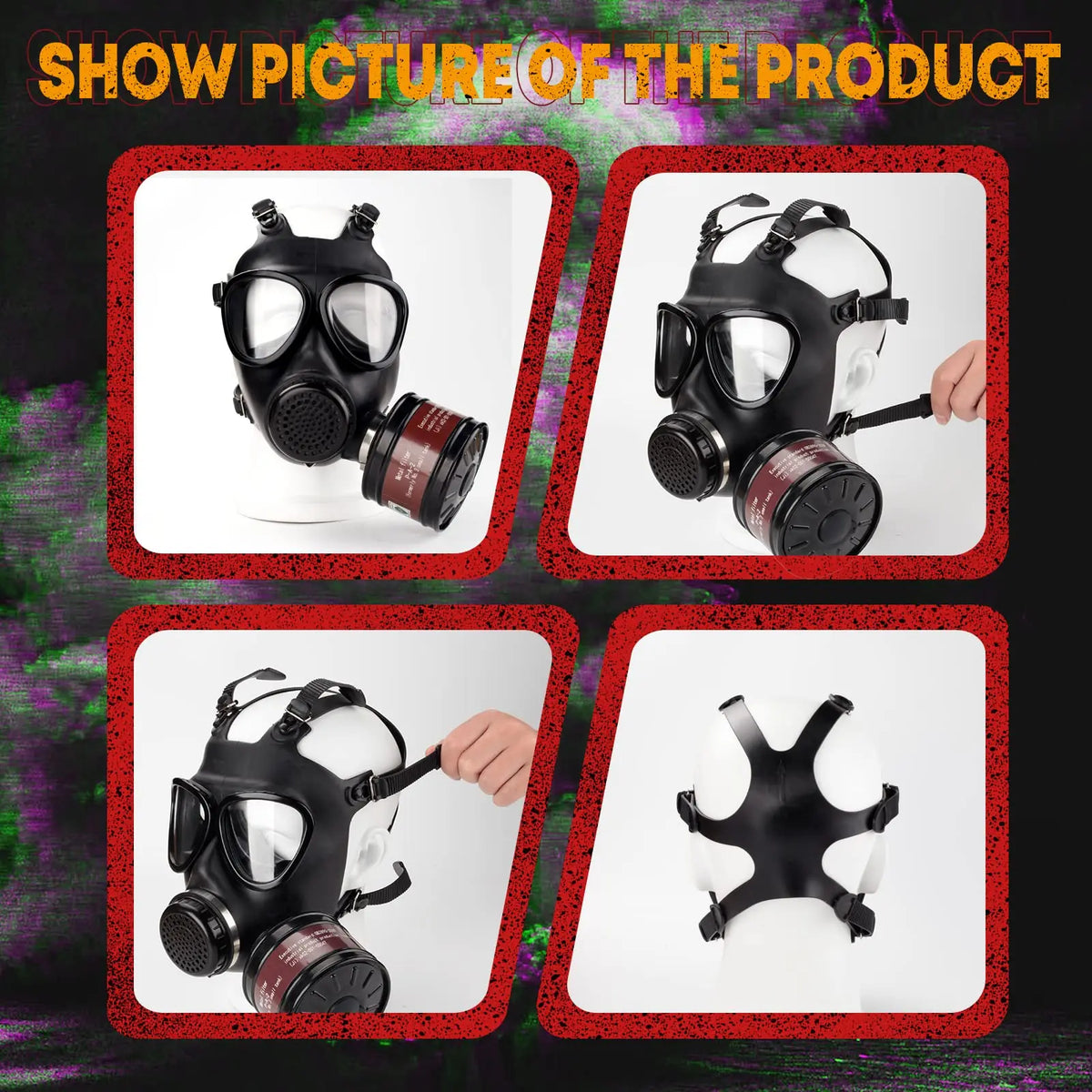 Full Face Chemical Respirator Mask With Activated Carbon Filter
