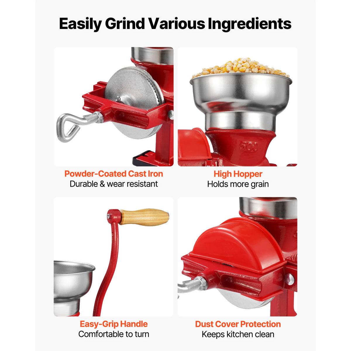 SucceBuy Manual Grain Mill with Table Clamp and Dust Cover