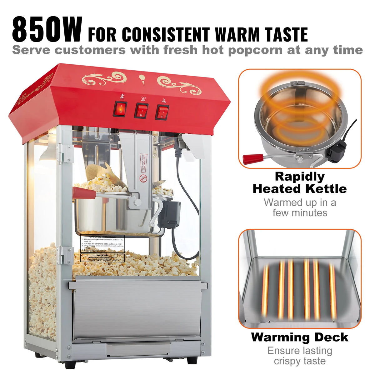 SucceBuy Commercial Electric Popcorn Popper Machine With Scoop