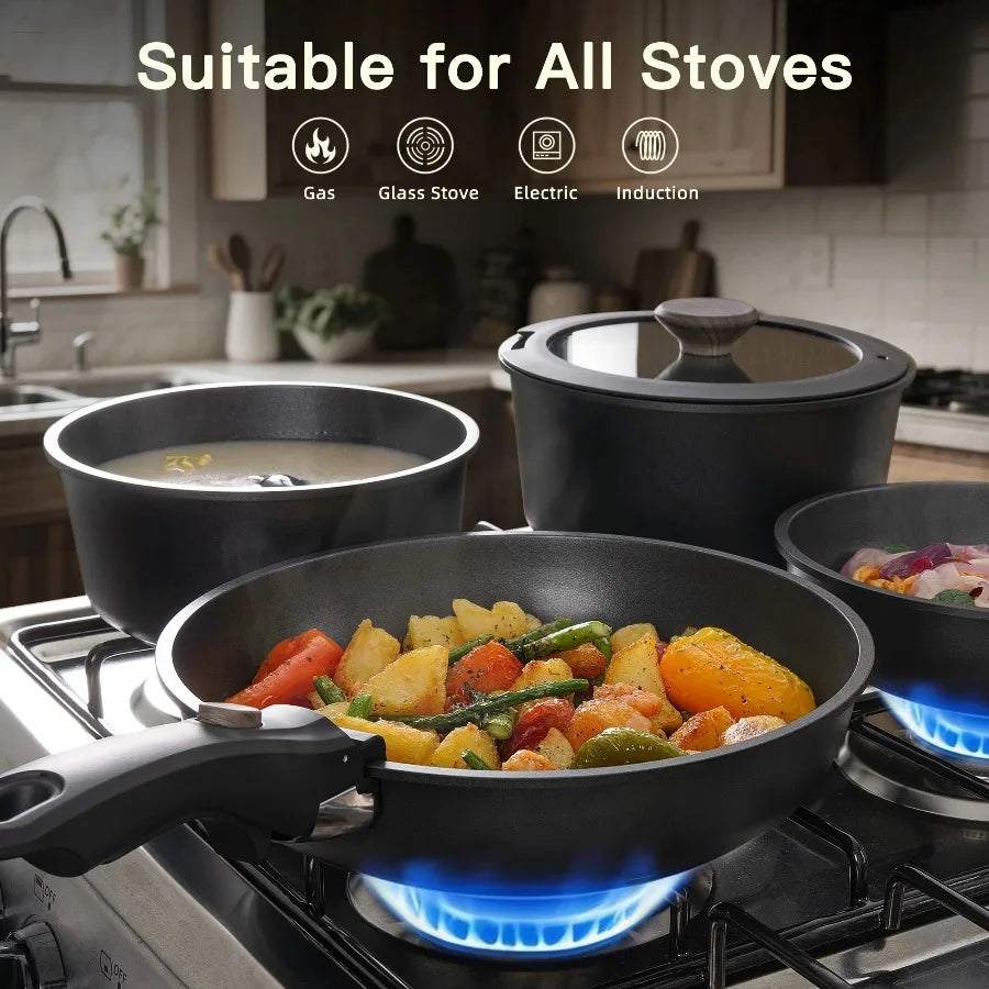 Astercook 20 Piece Nonstick Cookware Set With Detachable Handles