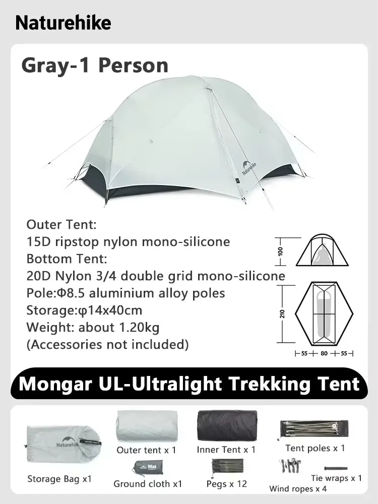Naturehike Mongar Ultralight Waterproof Backpacking Tent For Hiking