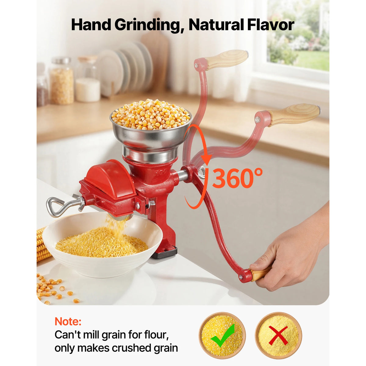 SucceBuy Manual Grain Mill with Table Clamp and Dust Cover