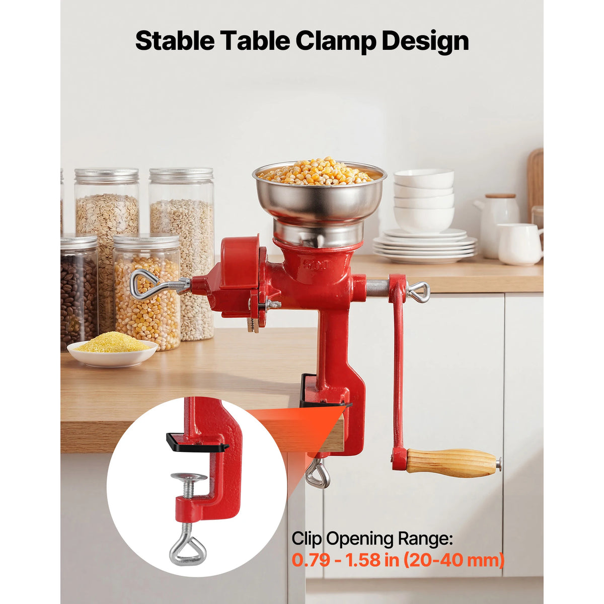 SucceBuy Manual Grain Mill with Table Clamp and Dust Cover