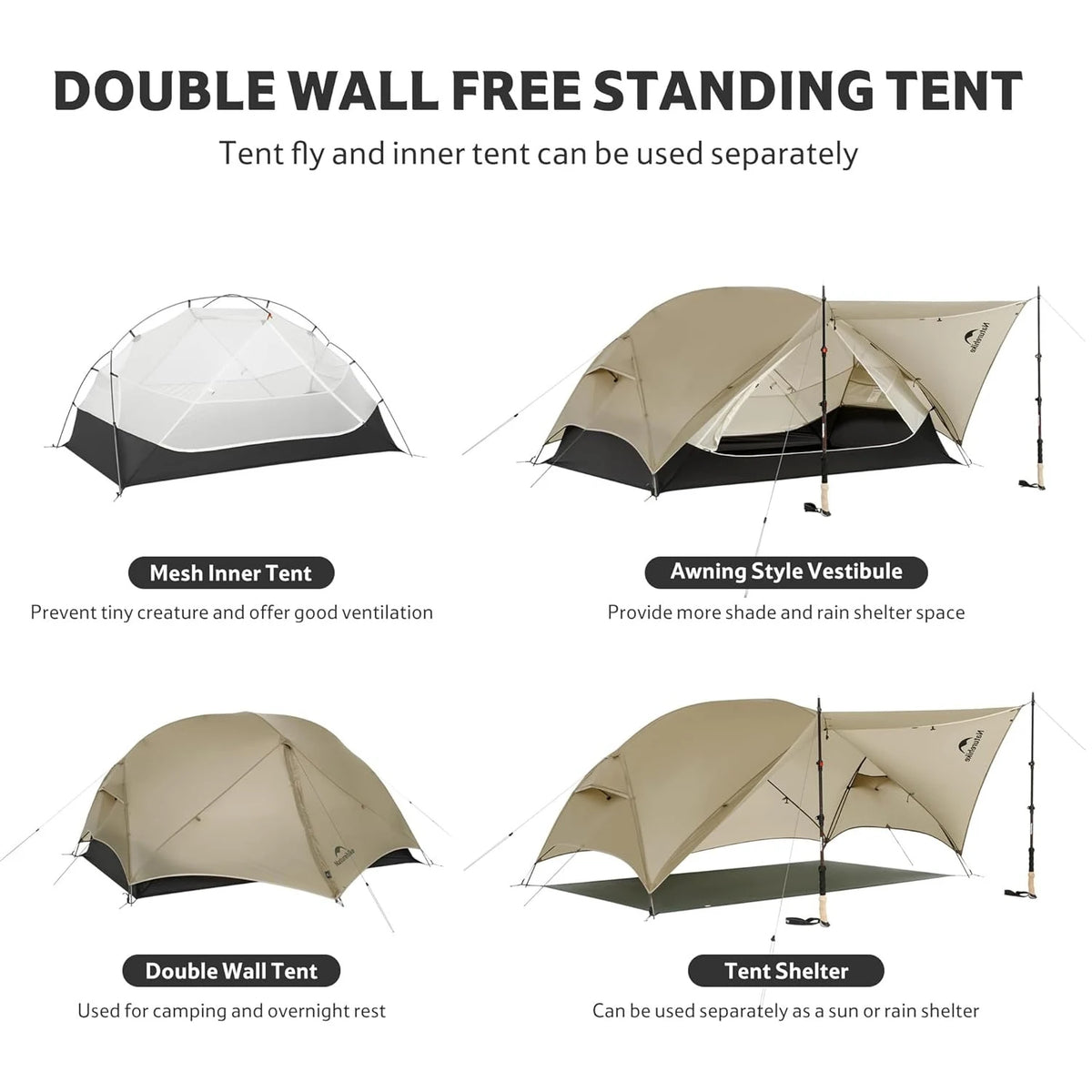 Naturehike Mongar Ultralight Waterproof Backpacking Tent For Hiking