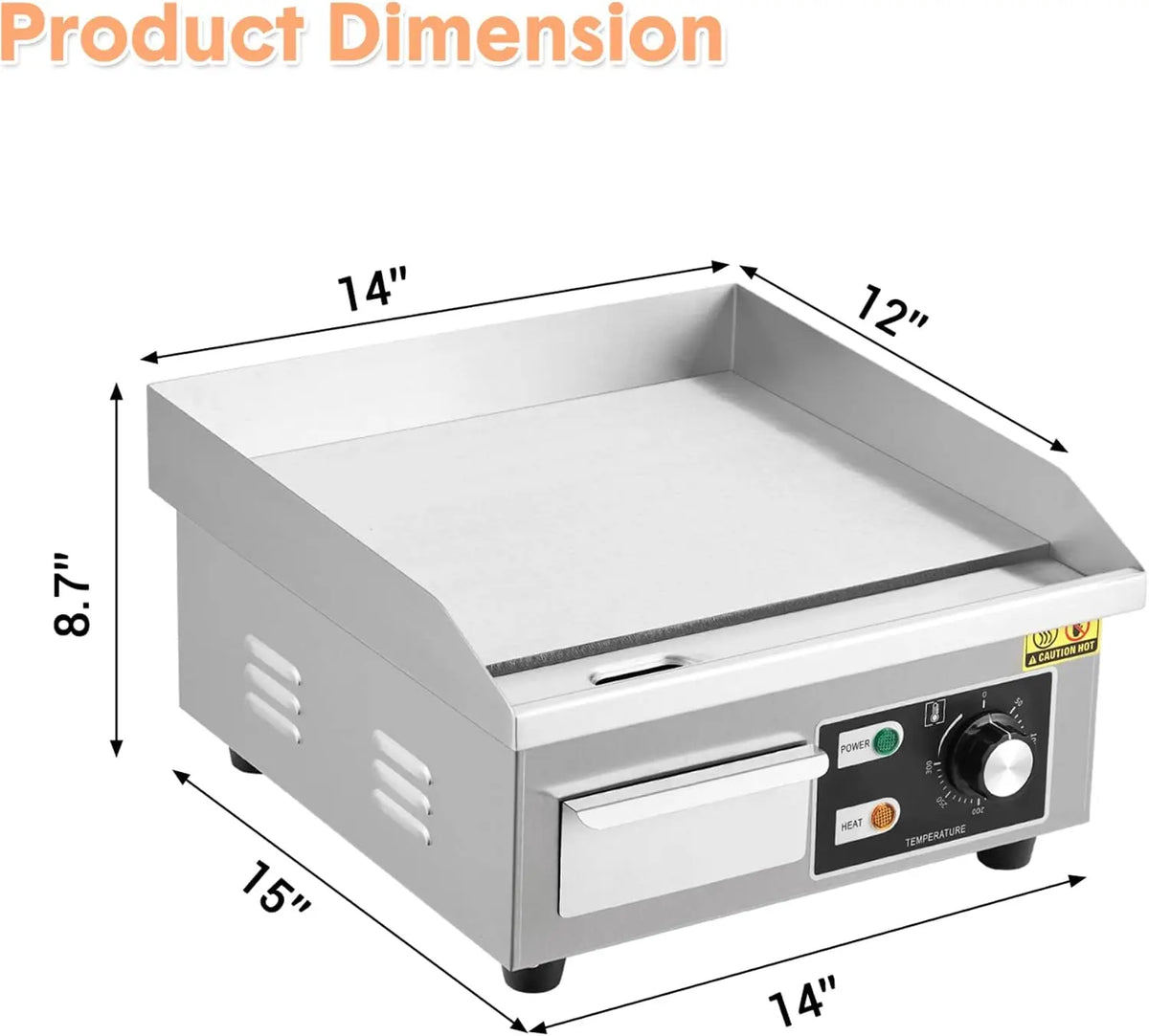 Tacleekii Commercial Electric Griddle Stainless Steel Flat Top Grill