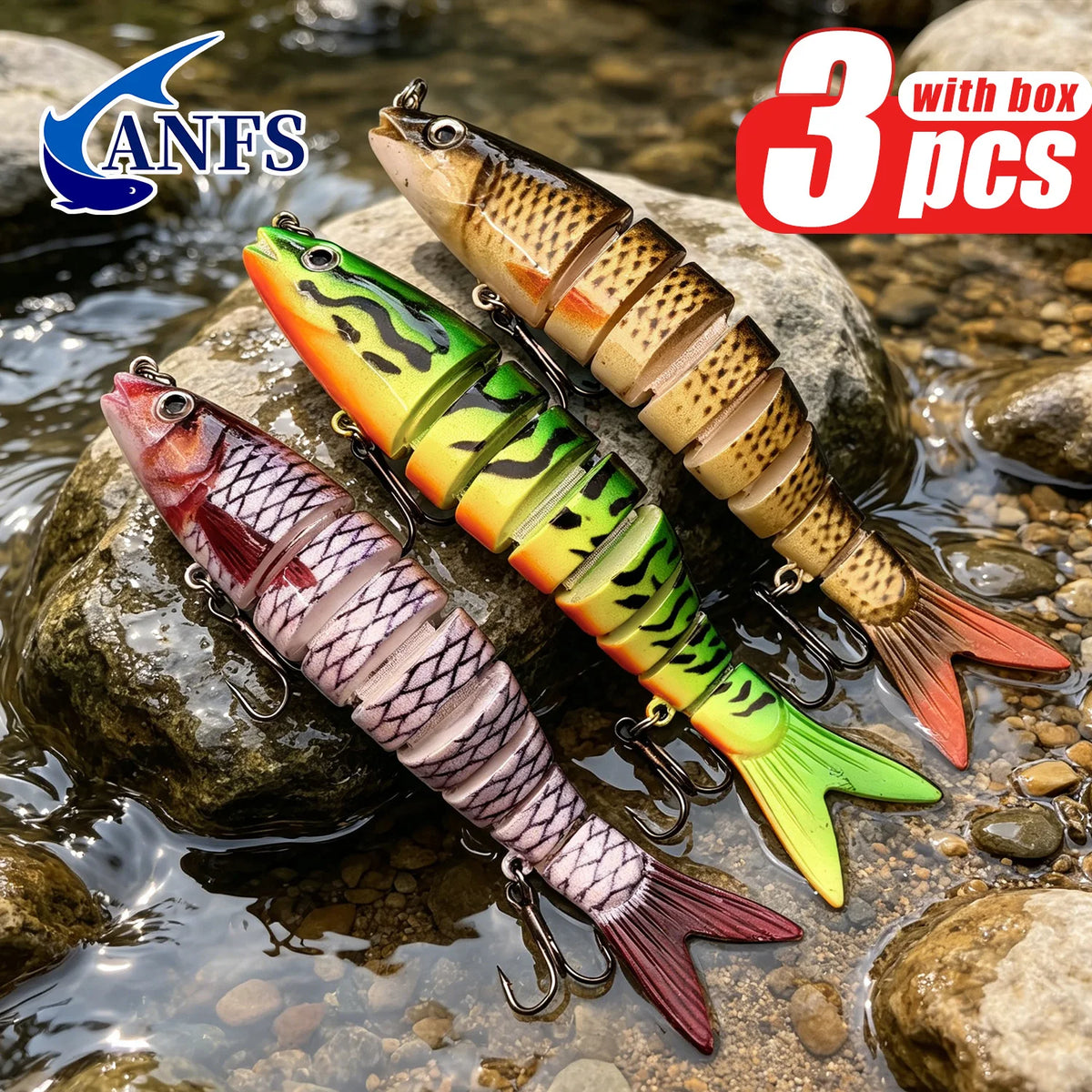 ANFS Realistic Jointed Fishing Lures for Bass Trout and Perch