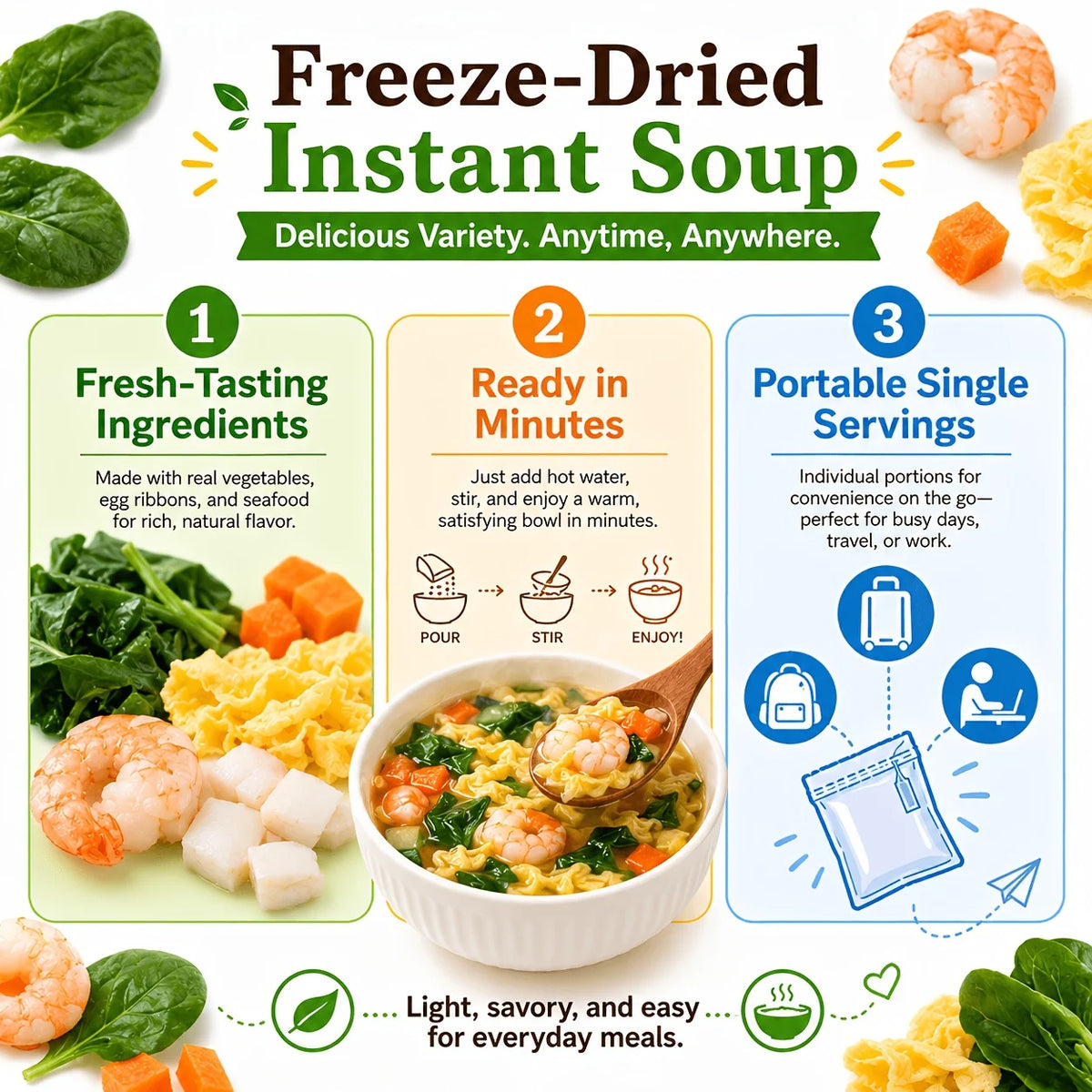 Freeze Dried Breakfast Soup Variety Meal Replacement Assortment