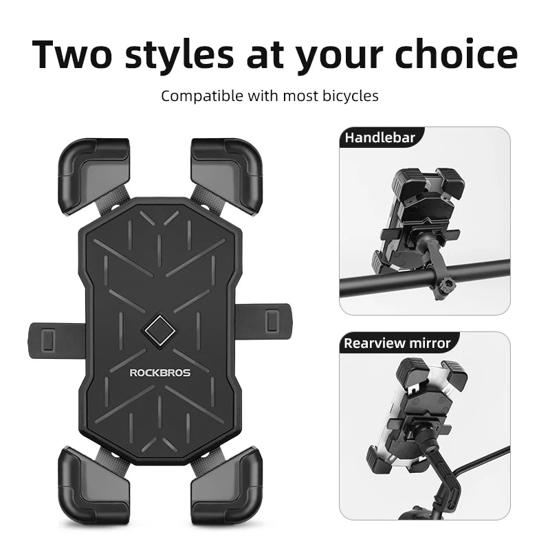 ROCKBROS Bicycle Phone Holder Shockproof Handlebar Mount Stand