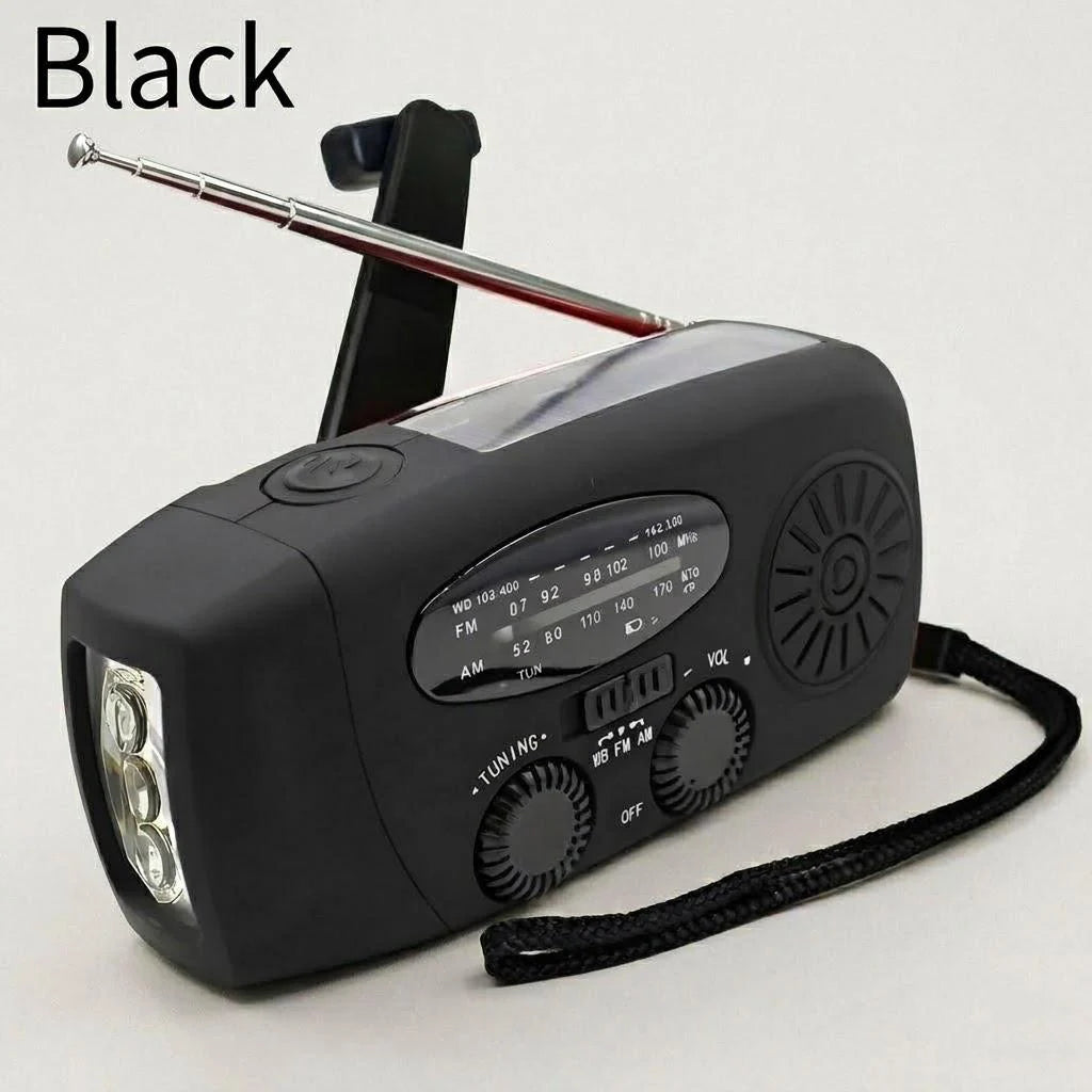 Portable Solar Hand Crank Emergency Weather Radio With Flashlight