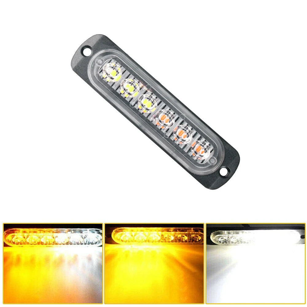 Amber White LED Emergency Strobe Warning Lights For Vehicles