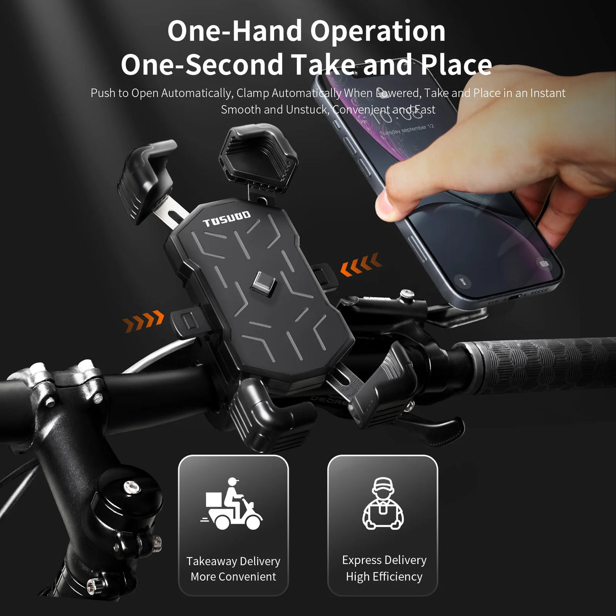 TOSUOD Automatic Locking Bike Handlebar Phone Mount