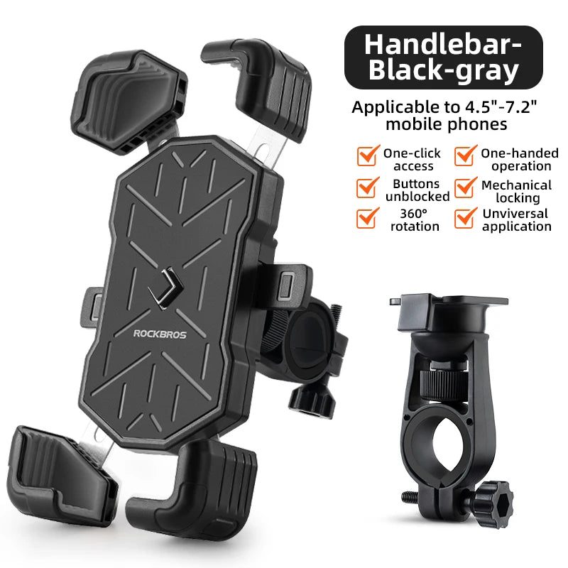 ROCKBROS Bicycle Phone Holder Shockproof Handlebar Mount Stand