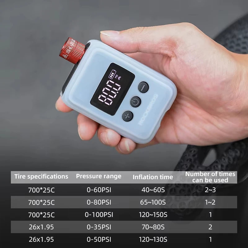 ROCKBROS Rechargeable Electric Bicycle Tire Pump With Digital Display