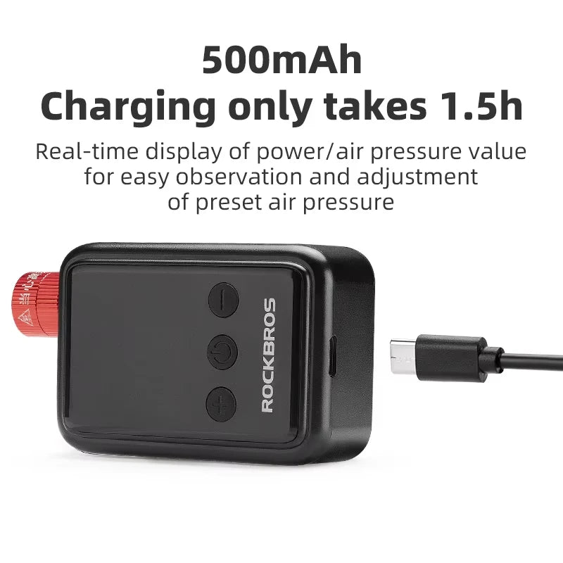 ROCKBROS Rechargeable Electric Bicycle Tire Pump With Digital Display