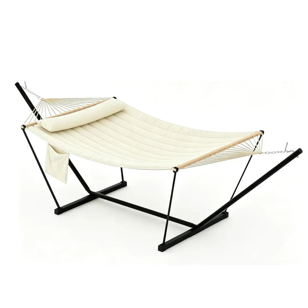 ANIXOL Double Hammock With Stand And Pillow For Outdoor Relaxation