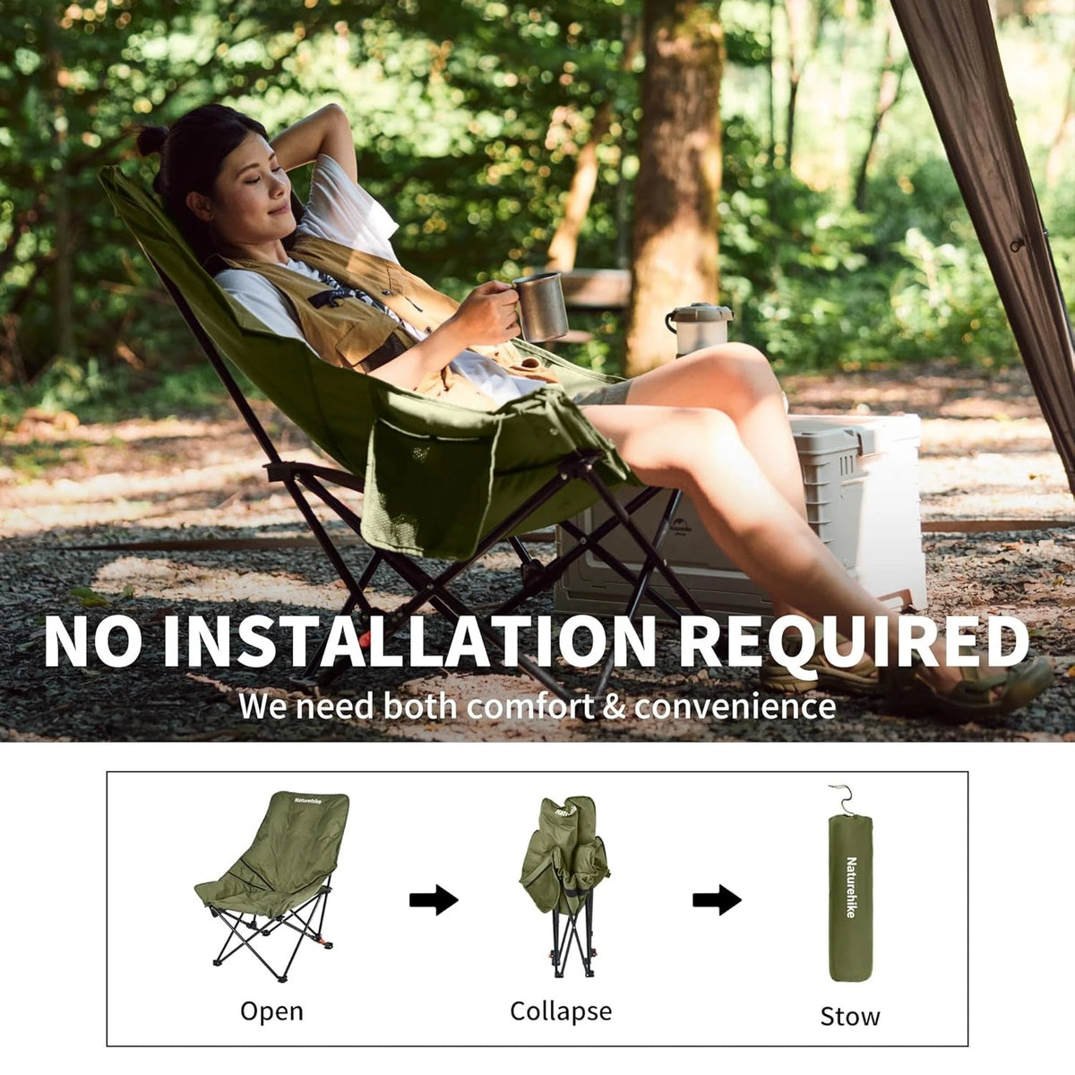 Naturehike Moon Chair Portable Folding Camping Lounge Chair