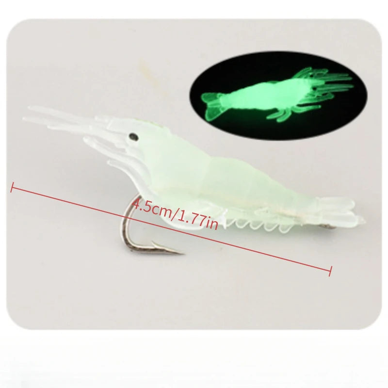 Realistic Shrimp Soft Fishing Lures With Hooks For Night Fishing