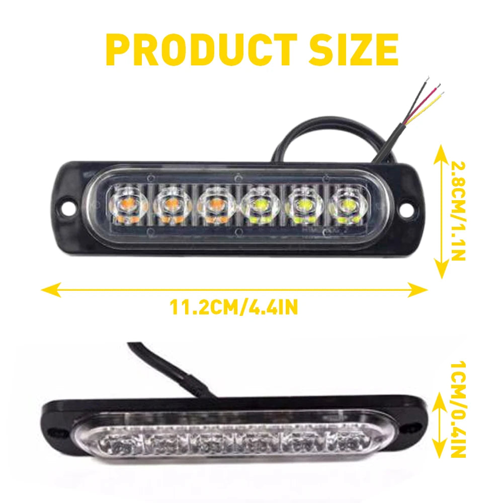 Amber White LED Emergency Strobe Warning Lights For Vehicles