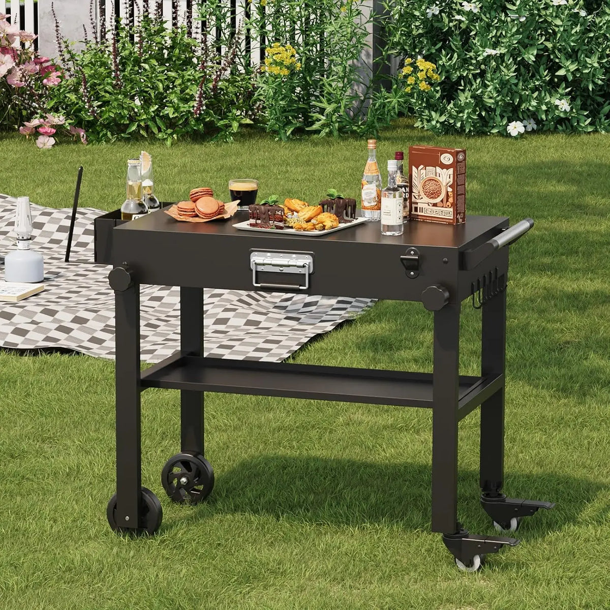 Tacleekii Portable Grill Cart For Blackstone Griddles With Locking Wheels