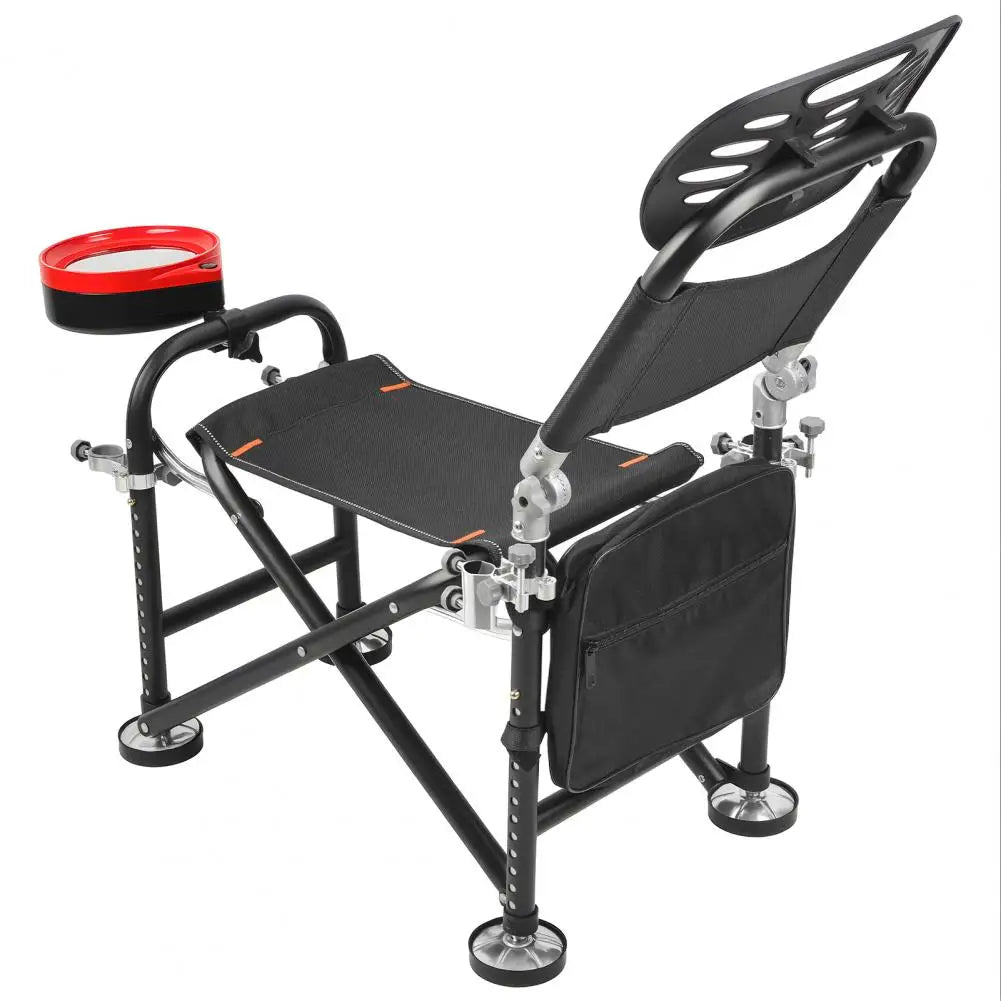 Adjustable Folding Fishing Chair With Backrest Rod Holder And Bait Tray