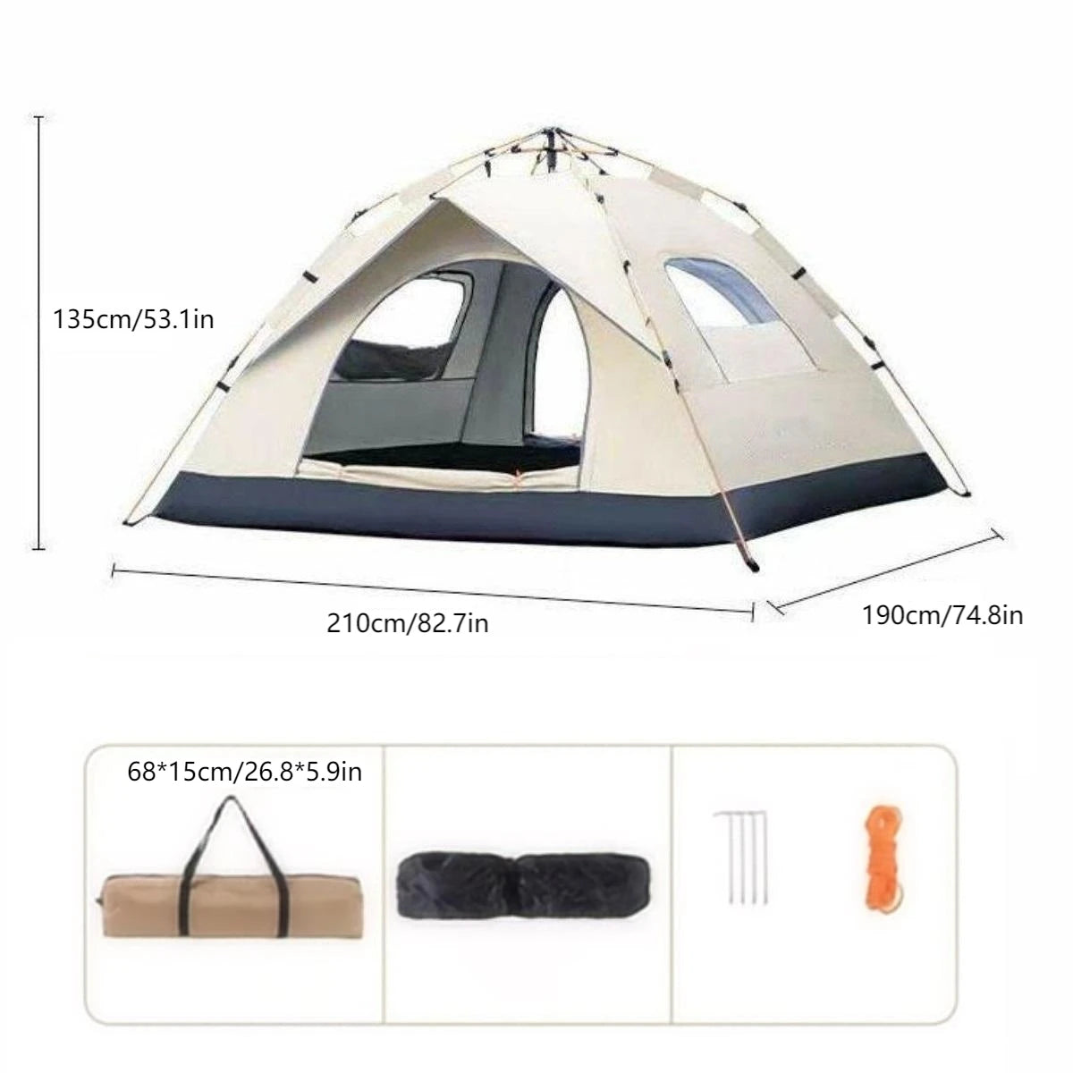Pakicetus Automatic Camping Tent With Sunshade For Outdoor Travel