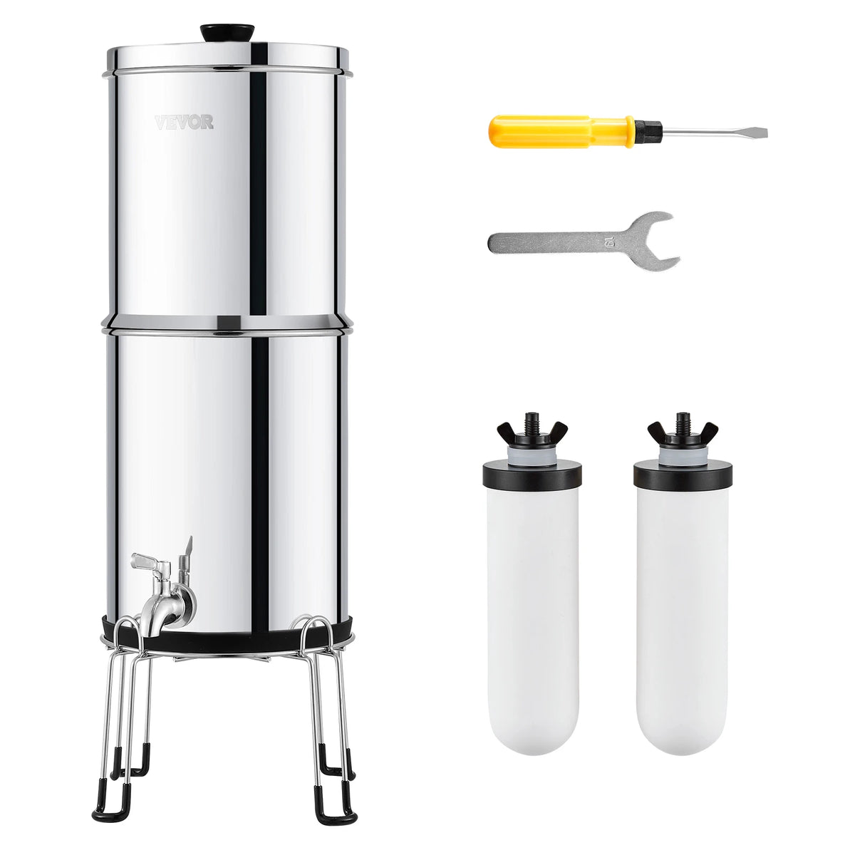 SucceBuy Gravity Fed Stainless Steel Countertop Water Filter System
