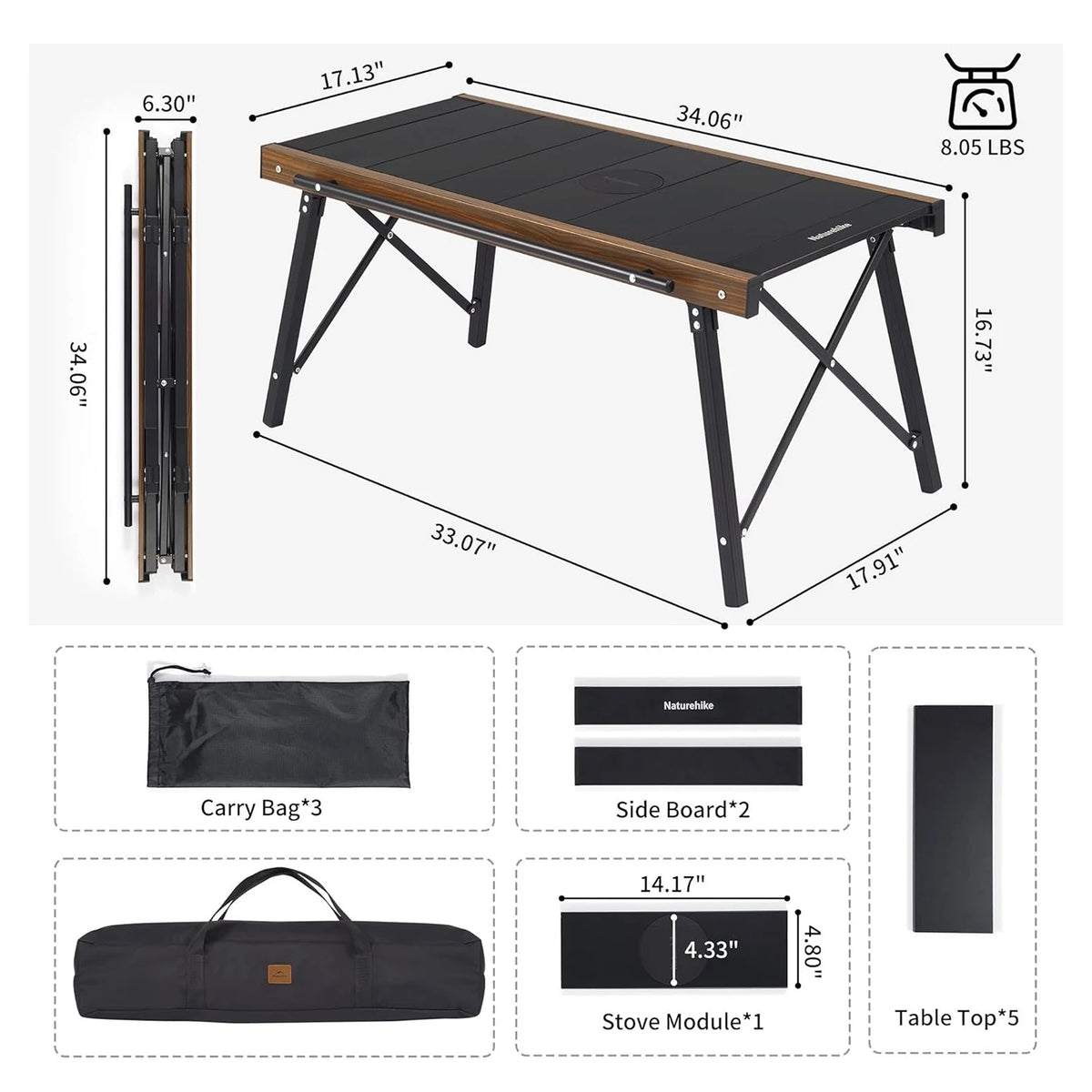 Naturehike Portable Aluminum IGT Camping Table For Outdoor Cooking