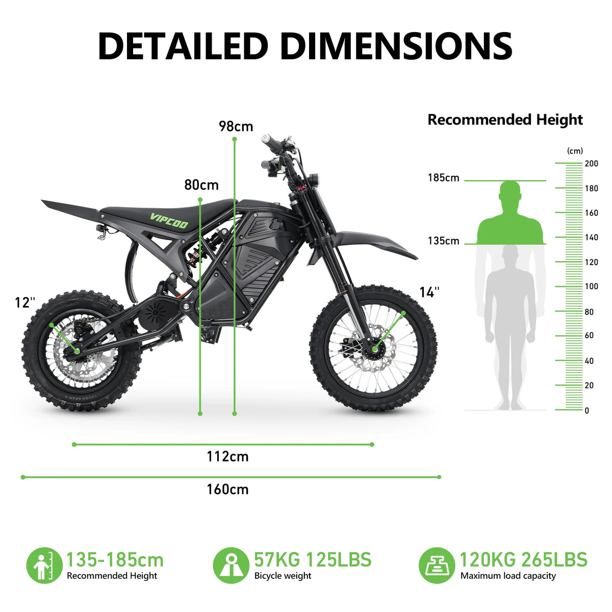 VIPCOO H3 Electric Fat Tire Dirt Bike With Hydraulic Brakes