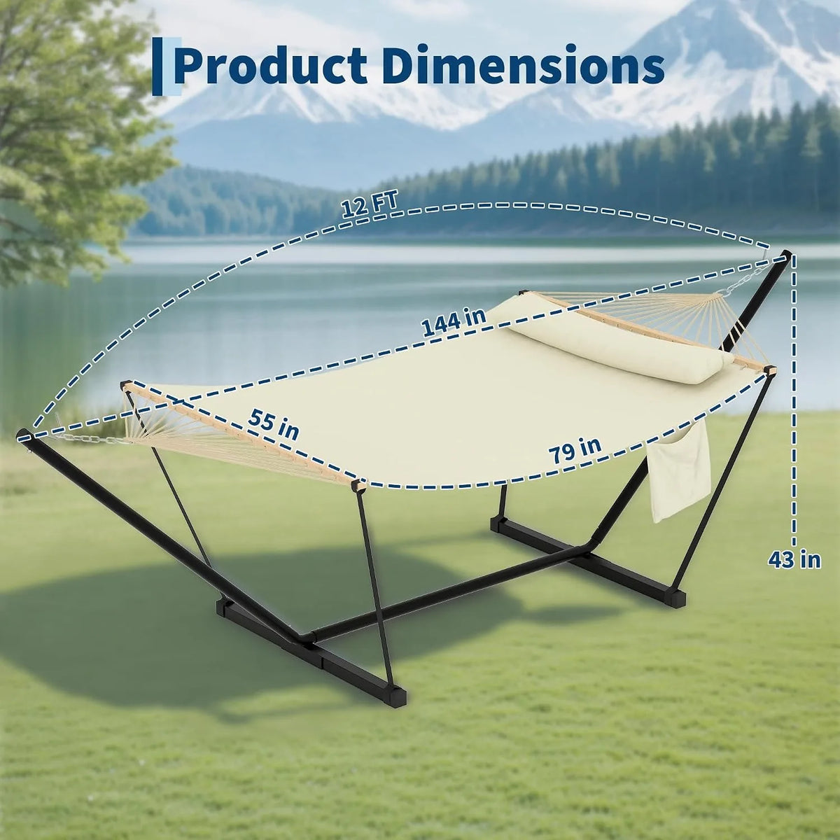 ANIXOL Double Hammock With Stand And Pillow For Outdoor Relaxation