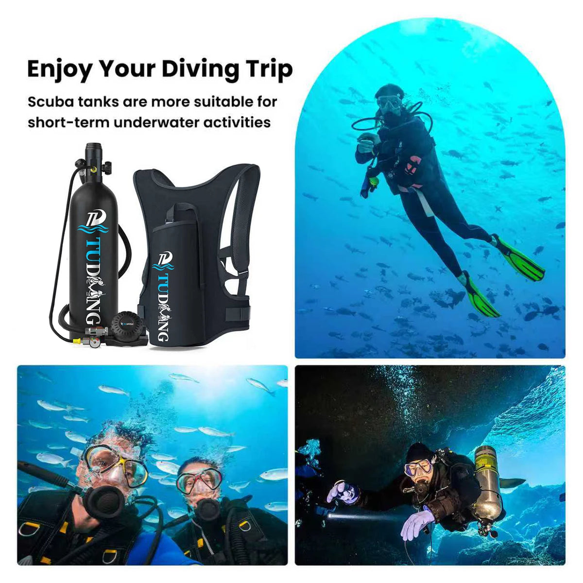 TUDIVING Portable Scuba Tank For 45 Minutes Underwater Diving