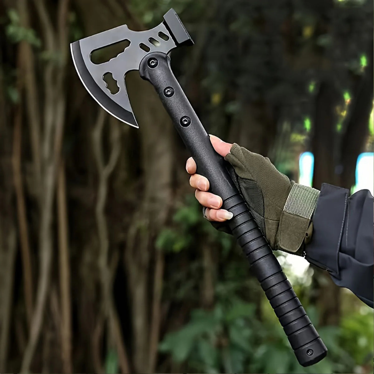 Premium One Piece Stainless Steel Survival Axe Includes Protective Sheath