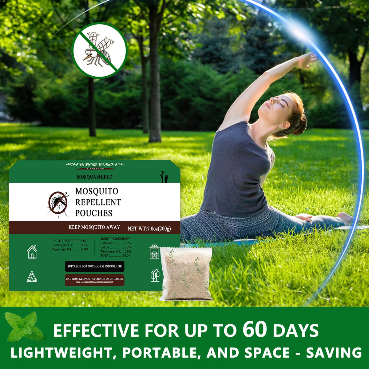 Natural Peppermint Mosquito Repellent Pouches 18Pcs Indoor Outdoor Protection
